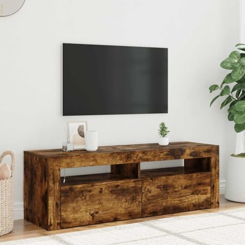 Youuihom LED TV-Schrank Lowboard Räuchereiche 120x35x40 cm Modernes Design mit RGB Beleuchtung Große Staufläche Fernsehtisch für Wohnzimmer Schlafzimmer von Youuihom