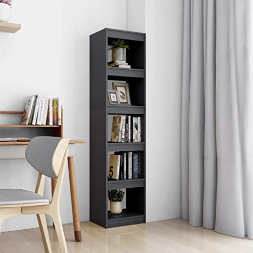 Youuihom Lagerregal, Dekoratives Bücherregal, Büro Bücherregal, Bücherregal/Raumteiler Grau 40x30x167,5 cm Massivholz Kiefer Geeignet für Flur, Wohnzimmer, Küche, Arbeitszimmer, Heimbüro von Youuihom