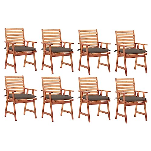 Youuihom Liegestühle Esszimmerstühle für die Terrasse Stühle für draußenGarten-Essstühle 8 STK. mit Kissen Massivholz Akazie Geeignet für Restaurants, Bistros, Terrassen, Sonnenzimmer von Youuihom