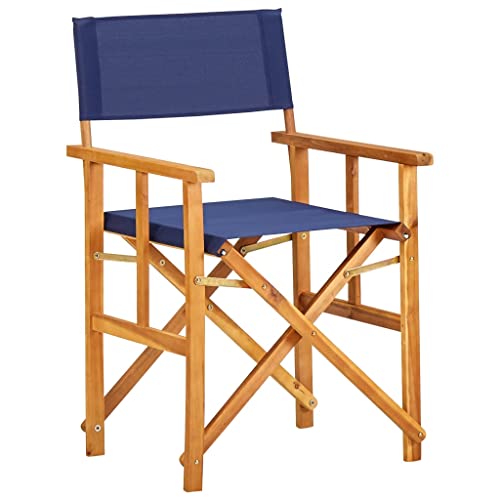 Youuihom Liegestühle Esszimmerstühle für die Terrasse Stühle für draußenRegiestuhl Akazie Massivholz Blau Geeignet für Restaurants, Bistros, Terrassen, Sonnenzimmer von Youuihom