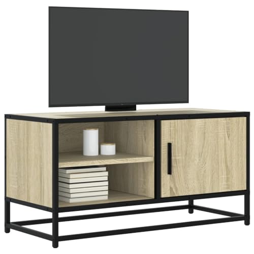 Youuihom Lowboard TV Schrank 80x34,5x40 cm Sonoma Eiche Holzwerkstoff Metall Robustes Fernsehtisch mit Stauraum Modernes Design für Wohnzimmer Schlafzimmer Büro von Youuihom