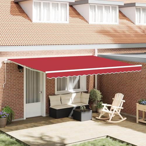 Youuihom Markisenstoff Ersatz Rot 4,5x3,5 m UV-beständiger wasserabweisender Polyester für Terrassenüberdachung Pergola und Balkon Schattenspender mit verwitterter Optik von Youuihom