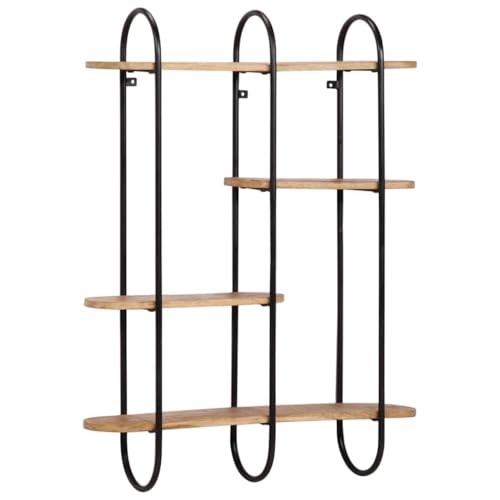Youuihom Massivholz Mango Wandregal 90x20x116,5 cm Robustes Holz Regal mit Natürlicher Maserung für Stauraum in Wohnzimmer Büro von Youuihom