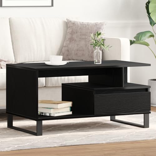 Youuihom Modern Couchtisch Schwarz Eiche 90x49x45 cm Holzwerkstoff mit praktischem Regal für Wohnzimmer Youuihom Modern Couchtisch Schwarz Eiche 90x49x45 cm Holzwerkstoff mit praktischem Regal für Wohnzimmer von Youuihom