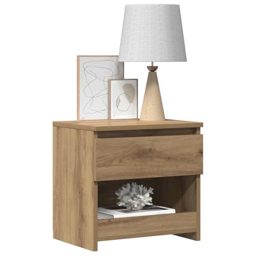 Youuihom Moderner Nachttisch Artisan-Eiche Holzwerkstoff 40x30x39 cm mit Schublade und Fach, Schmaler Kleiner Nachtschrank für Schlafzimmer, Robuster Beistelltisch mit Elegantem Design von Youuihom
