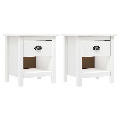 Youuihom Nachttisch 2 Stück Weiß Massivholz Kiefer Modern mit Schublade und Fach 46x35x49,5 cm für Schlafzimmer und Wohnzimmer als Beistelltisch oder Nachtkommode Youuihom Nachttisch 2 Stück Weiß Massivholz Kiefer Modern mit Schublade und Fach 46x35x49,5 cm für Schlafzimmer und Wohnzimmer als Beistelltisch oder Nachtkommode von Youuihom