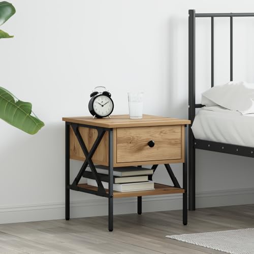 Youuihom Nachttisch Artisan Eiche 40x42x45 cm mit Schublade und Regal Moderner Beistelltisch aus Massivholz für Schlafzimmer Braun Matt Youuihom Nachttisch Artisan Eiche 40x42x45 cm mit Schublade und Regal Moderner Beistelltisch aus Massivholz für Schlafzimmer Braun Matt von Youuihom