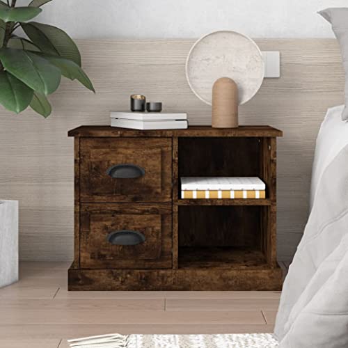 Youuihom Nachttisch Beistelltisch Räuchereiche aus Holzwerkstoff 60x35,5x45 cm mit 2 Schubladen und 2 Fächern, Elegantes Design und Stabile Tischplatte für Schlafzimmer Youuihom Nachttisch Beistelltisch Räuchereiche aus Holzwerkstoff 60x35,5x45 cm mit 2 Schubladen und 2 Fächern, Elegantes Design und Stabile Tischplatte für Schlafzimmer von Youuihom