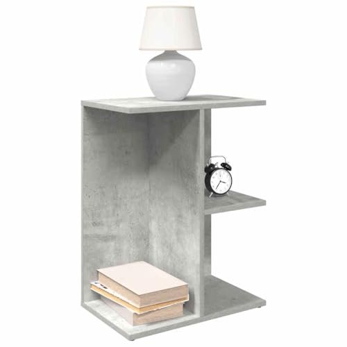 Youuihom Nachttisch Betongrau 46,5x29x61 cm Moderner Nachtschrank mit 3 Fächern Robuster Holzwerkstoff Pflegeleicht & Stauraum für Schlafzimmer von Youuihom