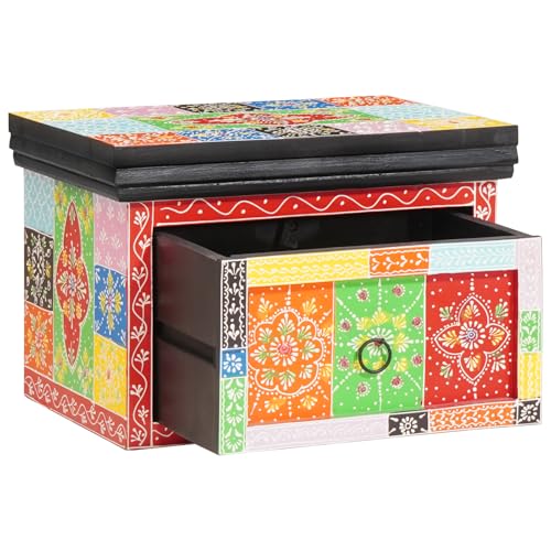 Youuihom Nachttisch Massivholz Mango Handbemalt mit Geometrischen Blumen Mustern Kompakter Beistelltisch 40x30x28 cm für Schlafzimmer Praktischer Stauraum mit Schublade Youuihom Nachttisch Massivholz Mango Handbemalt mit Geometrischen Blumen Mustern Kompakter Beistelltisch 40x30x28 cm für Schlafzimmer Praktischer Stauraum mit Schublade von Youuihom