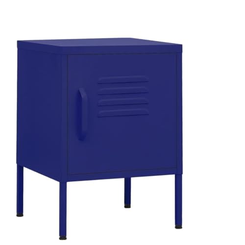 Youuihom Nachttisch Modernes Design Marineblau Stahl Nachtschrank mit Verstellbarem Einlegeboden und Schloss 35 x 35 x 51 cm Robuster Stauraum für Schlafzimmer und Wohnzimmer von Youuihom