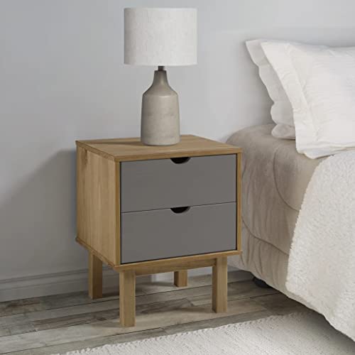 Youuihom Nachttisch OTTA Braun Grau 45x39x57 cm Massivholz Kiefer mit 2 Schubladen Schmaler Beistelltisch für Schlafzimmer und Wohnzimmer Modernes Design Youuihom Nachttisch OTTA Braun Grau 45x39x57 cm Massivholz Kiefer mit 2 Schubladen Schmaler Beistelltisch für Schlafzimmer und Wohnzimmer Modernes Design von Youuihom
