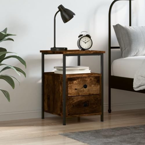 Youuihom Nachttisch Räuchereiche 34x35,5x50 cm Holzwerkstoff mit Eisenrahmen Industrie-Design Stabiles Beistelltisch Verstellbare Beine für Schlafzimmer und Wohnzimmer Youuihom Nachttisch Räuchereiche 34x35,5x50 cm Holzwerkstoff mit Eisenrahmen Industrie-Design Stabiles Beistelltisch Verstellbare Beine für Schlafzimmer und Wohnzimmer von Youuihom