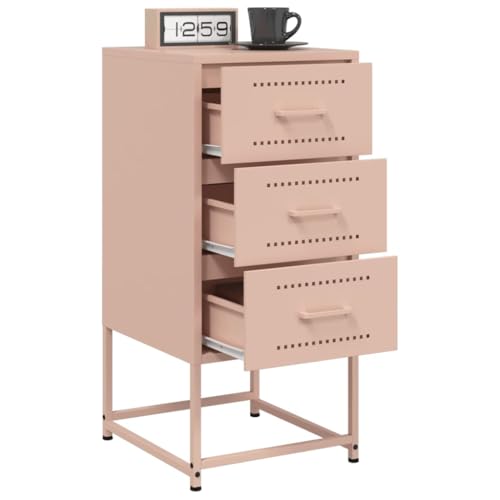 Youuihom Nachttisch Rosa 36x39x78 cm Stahl Industrie Design mit Stauraum Robust & Langlebig als Beistelltisch oder Sideboard für Schlafzimmer und Wohnzimmer von Youuihom