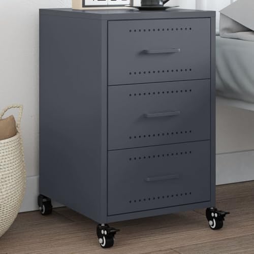Youuihom Nachttisch Schmal Modern mit 3 Schubladen - Anthrazit 36x39x39x59 cm Stahl Rollen Beistelltisch für Schlafzimmer Youuihom Nachttisch Schmal Modern mit 3 Schubladen - Anthrazit 36x39x39x59 cm Stahl Rollen Beistelltisch für Schlafzimmer von Youuihom