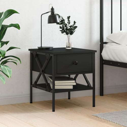 Youuihom Nachttisch Schwarz 40x42x45 cm aus Holzwerkstoff und Eisen - Industrielles Design, Robust mit Verstellbaren Füßen und Viel Stauraum für Schlafzimmer, als Beistelltisch oder Side Table Youuihom Nachttisch Schwarz 40x42x45 cm aus Holzwerkstoff und Eisen - Industrielles Design, Robust mit Verstellbaren Füßen und Viel Stauraum für Schlafzimmer, als Beistelltisch oder Side Table von Youuihom