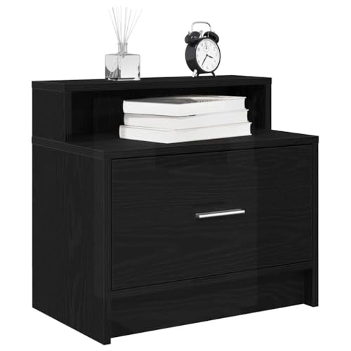 Youuihom Nachttisch Schwarz Eichen Optik 2er Set Moderner Nachttisch mit Schublade 51x31x47cm Stauraum Kommode für Schlafzimmer und Wohnzimmer von Youuihom