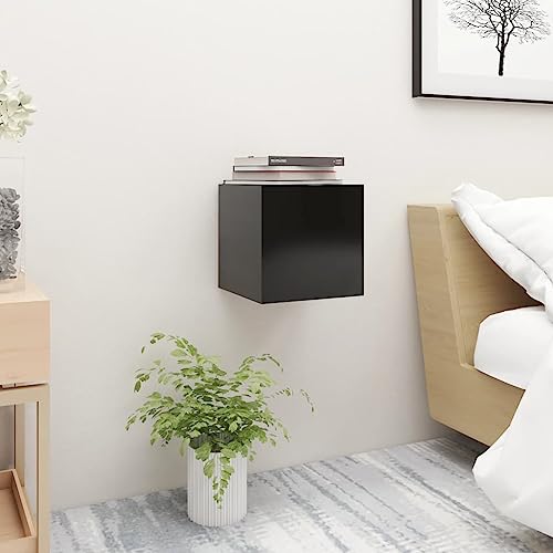 Youuihom Nachttisch Schwarz Holzwerkstoff Wandmontiert 30,5x30x30 cm Modernes Design mit großem Staufach für Schlafzimmer und Wohnzimmer Youuihom Nachttisch Schwarz Holzwerkstoff Wandmontiert 30,5x30x30 cm Modernes Design mit großem Staufach für Schlafzimmer und Wohnzimmer von Youuihom