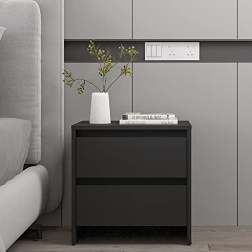 Youuihom Nachttisch Schwarz Modernes Design mit 2 Schubladen 45 x 34,5 x 44,5 cm Robuster Holzwerkstoff Stauraum für Schlafzimmer Wohnzimmer und Büro Youuihom Nachttisch Schwarz Modernes Design mit 2 Schubladen 45 x 34,5 x 44,5 cm Robuster Holzwerkstoff Stauraum für Schlafzimmer Wohnzimmer und Büro von Youuihom