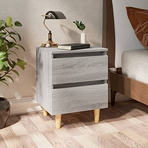 Youuihom Nachttisch Set 2 STK. Grau Sonoma mit Massivholz-Beinen 40x35x50cm Beistelltisch mit 2 Schubladen Skandinavisches Design für Schlafzimmer Youuihom Nachttisch Set 2 STK. Grau Sonoma mit Massivholz-Beinen 40x35x50cm Beistelltisch mit 2 Schubladen Skandinavisches Design für Schlafzimmer von Youuihom