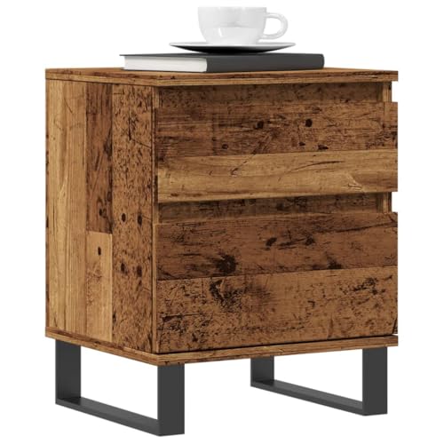 Youuihom Nachttisch Set 2 Stück Altholz-Optik aus Holzwerkstoff mit Metallbeinen 40x35x50 cm für Schlafzimmer – Elegantes Design mit Schublade und Türfach für praktischen Stauraum Youuihom Nachttisch Set 2 Stück Altholz-Optik aus Holzwerkstoff mit Metallbeinen 40x35x50 cm für Schlafzimmer – Elegantes Design mit Schublade und Türfach für praktischen Stauraum von Youuihom