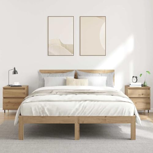 Youuihom Nachttisch Set 2 Stück Artisan Eiche 40x35x50 cm Moderner Nachttisch mit Schublade und Fach Schlafzimmer Beistelltisch aus Holzwerkstoff und Metall Stabile Tischplatte und Metallbeine von Youuihom