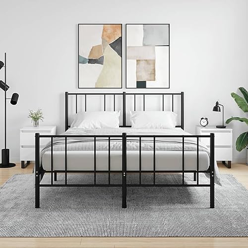 Youuihom Nachttisch Set 2 Stück Hochglanz-Weiß 40x35x50 cm mit Schubladen Holzwerkstoff Eisen Modernes Design für Schlafzimmer von Youuihom