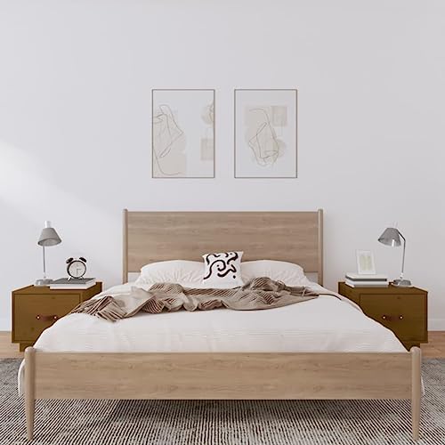 Youuihom Nachttisch Set 2 Stück Honigbraun aus Massivholz Kiefer 40x34x35 cm mit Schublade Elegantes Design Robuste Oberfläche für Schlafzimmer von Youuihom