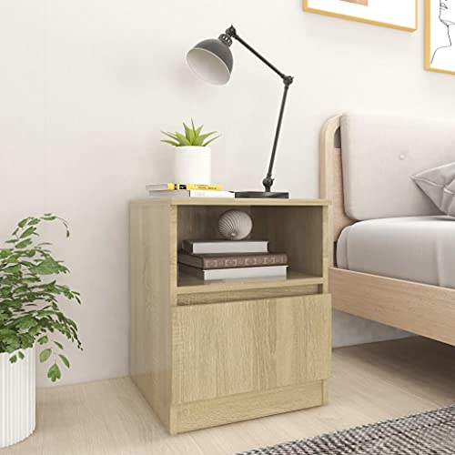 Youuihom Nachttisch Set 2 Stück Moderner Nachttisch aus Holzwerkstoff in Sonoma Eiche 40 x 40 x 50 cm mit Schublade und Einlegeboden Praktisch und Stilvoll für Schlafzimmer und Wohnzimmer von Youuihom