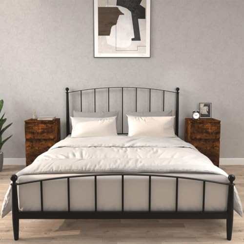 Youuihom Nachttisch Set 2 Stück Modernes Design Räuchereiche Holzwerkstoff 40 x 35 x 70 cm Stauraum Schrank mit Metallfüßen für Schlafzimmer und Wohnzimmer von Youuihom