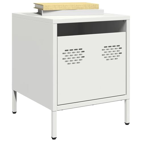 Youuihom Nachttisch Weiß 2er Set Industriestil Stahl Kommode mit Schublade 35x39x43,5 cm Stauraum für Schlafzimmer und Wohnzimmer von Youuihom