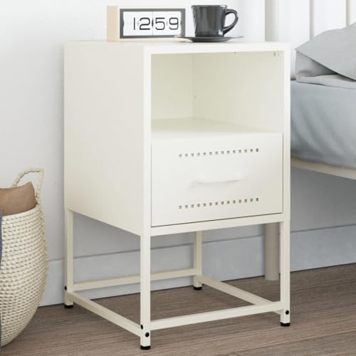 Youuihom Nachttisch Weiß 36x39x60,5 cm Stahl Industrie Design mit Stauraum Robust und Langlebig als Beistelltisch oder Nachtschrank für Schlafzimmer und Wohnzimmer von Youuihom