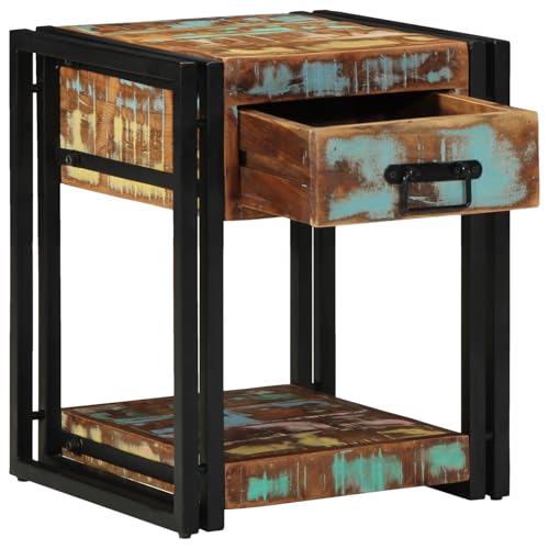 Youuihom Nachttisch aus Altholz 40 x 40 x 50 cm Moderner Beistelltisch mit Schublade und Regal Rustikales Design für Schlafzimmer und Wohnzimmer Youuihom Nachttisch aus Altholz 40 x 40 x 50 cm Moderner Beistelltisch mit Schublade und Regal Rustikales Design für Schlafzimmer und Wohnzimmer von Youuihom