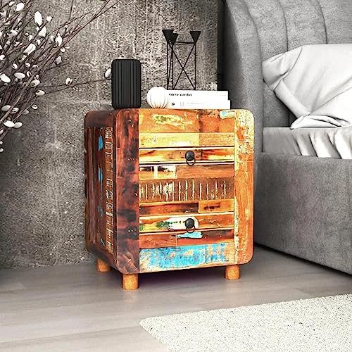Youuihom Nachttisch aus Massivholz Antik Stil 43 x 33 x 51 cm Mit 2 Schubladen Handgefertigter Beistelltisch für Schlafzimmer Wohnzimmer oder als Kommode von Youuihom