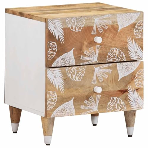 Youuihom Nachttisch aus Massivholz Mango 40x33,5x46 cm mit 2 Schubladen Natur Weiß Elegantes Design Robuster Beistelltisch für Schlafzimmer und Wohnzimmer Youuihom Nachttisch aus Massivholz Mango 40x33,5x46 cm mit 2 Schubladen Natur Weiß Elegantes Design Robuster Beistelltisch für Schlafzimmer und Wohnzimmer von Youuihom