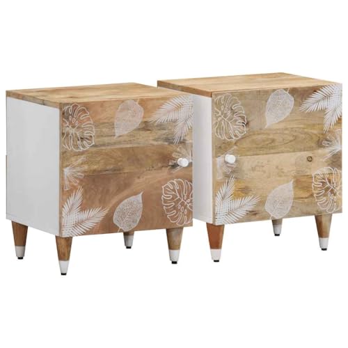 Youuihom Nachttisch aus Massivholz Mango Natur mit weißem Lacksieb 40 x 33,5 x 46 cm Stauraum für Schlafzimmer und Wohnzimmer Modernes Design Youuihom Nachttisch aus Massivholz Mango Natur mit weißem Lacksieb 40 x 33,5 x 46 cm Stauraum für Schlafzimmer und Wohnzimmer Modernes Design von Youuihom