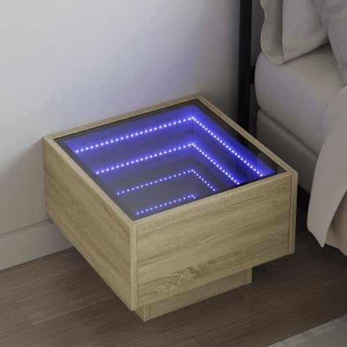 Youuihom Nachttisch mit Infinity LED Beleuchtung 40 x 40 x 30 cm Moderner Beistelltisch aus Holzwerkstoff und Glas RGB Farbwechsel Stauraum für Schlafzimmer und Wohnzimmer Youuihom Nachttisch mit Infinity LED Beleuchtung 40 x 40 x 30 cm Moderner Beistelltisch aus Holzwerkstoff und Glas RGB Farbwechsel Stauraum für Schlafzimmer und Wohnzimmer von Youuihom