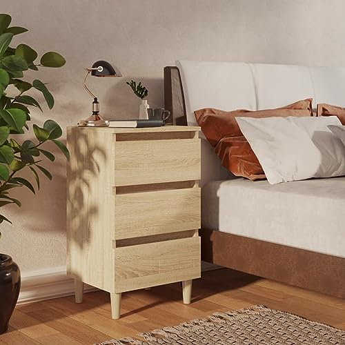 Youuihom Nachttisch mit Massivholz-Beinen Sonoma-Eiche 40x35x69 cm mit 3 Schubladen Skandinavisches Design für Schlafzimmer Youuihom Nachttisch mit Massivholz-Beinen Sonoma-Eiche 40x35x69 cm mit 3 Schubladen Skandinavisches Design für Schlafzimmer von Youuihom