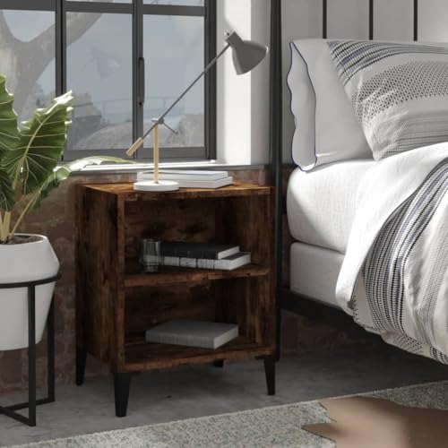Youuihom Nachttisch mit Metallbeinen Räuchereiche 40x30x50 cm Industrielles Design Robuster Nachtschrank mit 2 Fächern für Schlafzimmer und Wohnzimmer Youuihom Nachttisch mit Metallbeinen Räuchereiche 40x30x50 cm Industrielles Design Robuster Nachtschrank mit 2 Fächern für Schlafzimmer und Wohnzimmer von Youuihom