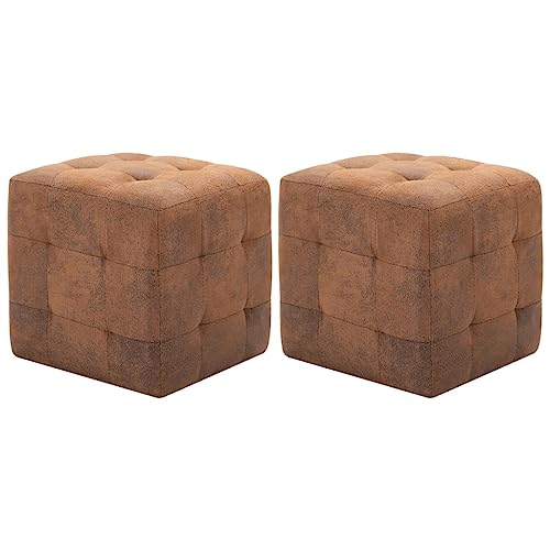 Youuihom Nachttische 2 STK. Braun 30×30×30 cm Wildleder-Optik Bettablage Bedside Tables Sideboard Wohnzimmer Telefontisch für Balkon Wohnzimmer Bad Schlafzimmer von Youuihom