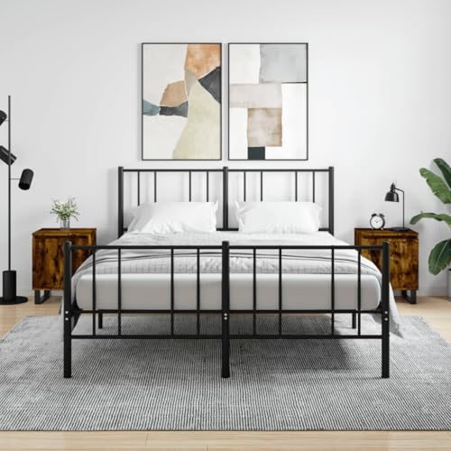 Youuihom Nachttische 2 STK. Räuchereiche 40x30x50 cm Holzwerkstoff Beistellschrank Nachtschrank Sideboard Wohnzimmer Telefontisch für Schlafzimmer Wohnzimmer Bad Balkon von Youuihom