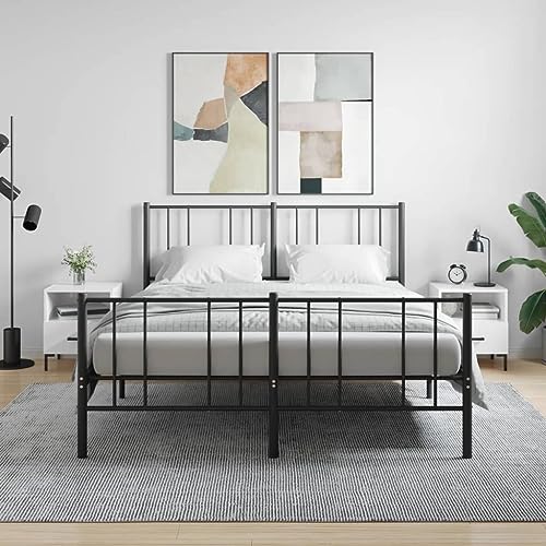 Youuihom Nachttische 2 Stück Hochglanz-Weiß 40x35x47,5 cm Holzwerkstoff mit Metallfüßen Modernes Design Geräumiger Stauraum für Schlafzimmer von Youuihom