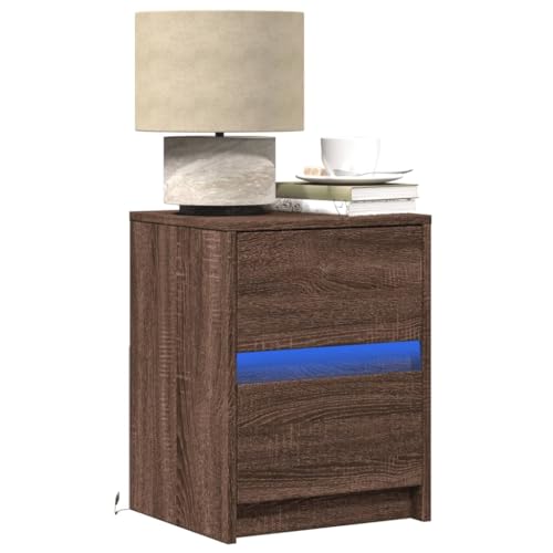 Youuihom Nachttische mit LED-Leuchten 2 STK. Braun Eiche Holzwerkstoff Nachtkasten Nachtschrank Badschrank Schmal Bedside Tables für Wohnzimmer Jugendzimmer Schlafzimmer Bad Youuihom Nachttische mit LED-Leuchten 2 STK. Braun Eiche Holzwerkstoff Nachtkasten Nachtschrank Badschrank Schmal Bedside Tables für Wohnzimmer Jugendzimmer Schlafzimmer Bad von Youuihom