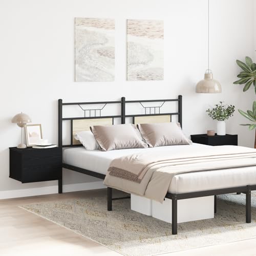 Youuihom Nachttischset 2 Stück Modernes Design Schwarz Eiche Holzwerkstoff 40 x 30 x 30 cm mit 4 Schubladen Stauraum Schlafzimmer Kommode Beistelltisch von Youuihom