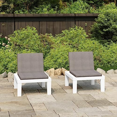 Youuihom Outdoor-Rasenstuhl Pool-Stühle Terrassenstuhl Gartenstühle mit Auflagen 2 STK. Kunststoff Weiß Geeignet für Rasen, Strand,Sonnenzimmer, Rasenflächen von Youuihom