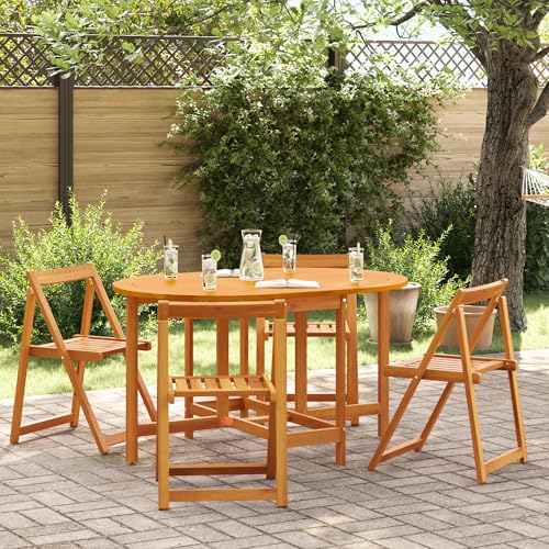 Youuihom Ovaler Gartentisch aus Massivholz Akazie 110x60x73 cm Klappbarer Outdoor Esstisch für Balkon Terrasse und Garten Robustes Design mit Faltfunktion von Youuihom