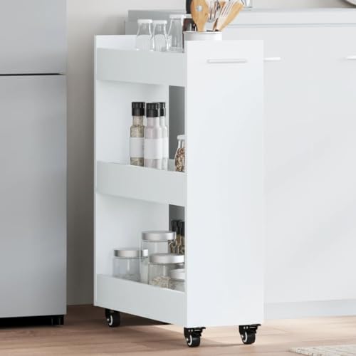 Youuihom Rollschrank Weiß 60x22x79 cm aus Holzwerkstoff mit Lenkrollen und Feststellbremsen für Küche Balkon Werkstatt als Aufbewahrungsschrank Youuihom Rollschrank Weiß 60x22x79 cm aus Holzwerkstoff mit Lenkrollen und Feststellbremsen für Küche Balkon Werkstatt als Aufbewahrungsschrank von Youuihom