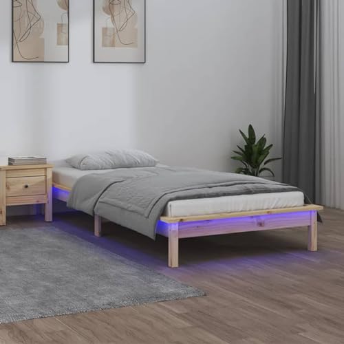 Youuihom Schlafzimmer-Möbel Matratzenroste Plattform-Bettgestell Massivholzbett mit LEDs 100x200 cm Geeignet für Schlafzimmer, Arbeitszimmer, Hotel von Youuihom