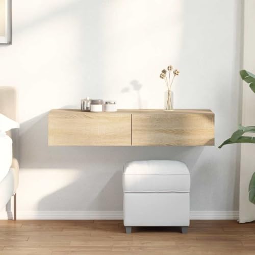Youuihom Schmal Wandregal mit Schubladen in Sonoma-Eiche 100x36x19cm – Robustes Regal aus Holzwerkstoff für Wandmontage Dekoration und Aufbewahrung in Wohnzimmer Schlafzimmer Badezimmer von Youuihom