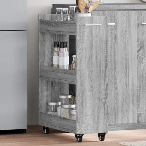 Youuihom Schrank Organizer mit Rollen Mehrzweckschrank Grau Sonoma 60x22x79 cm Holzwerkstoff für Garten, Küche, Wohnzimmer von Youuihom